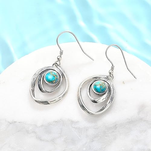 Turquoise Earrings for Women 925 Sterling Silver